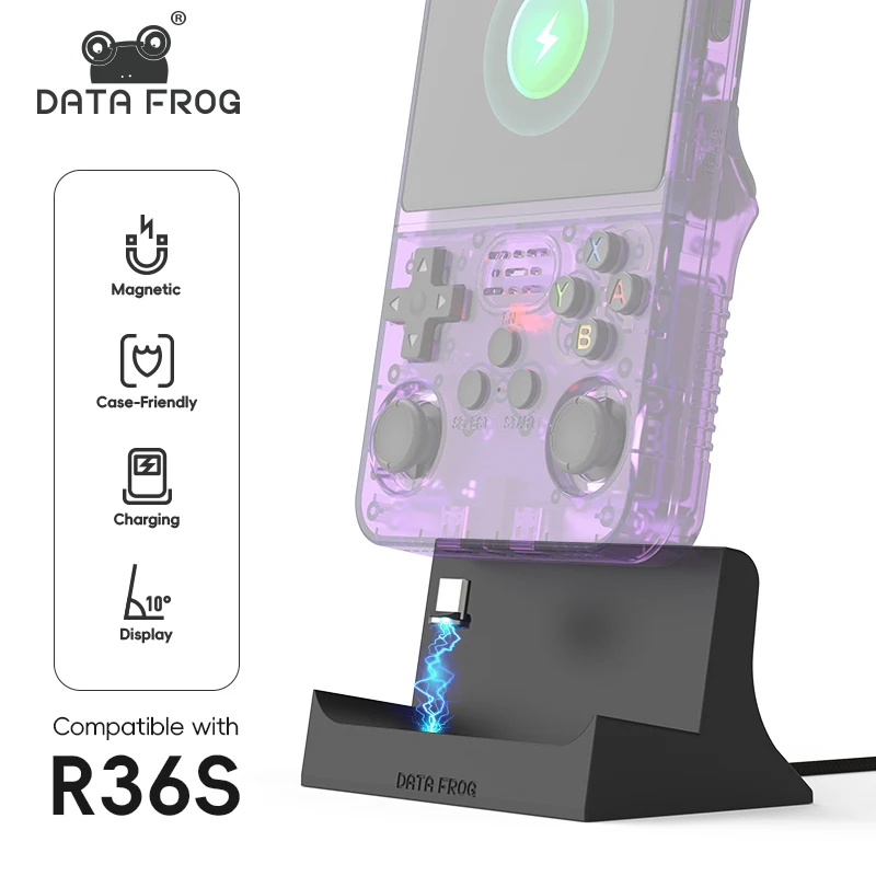 Retro Gaming Download - قاعدة شحن Data Frog R36S، حامل
