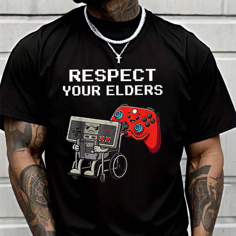 Retro Gaming T Shirt - تي شيرت رجالي عصري بتصميم وحدة