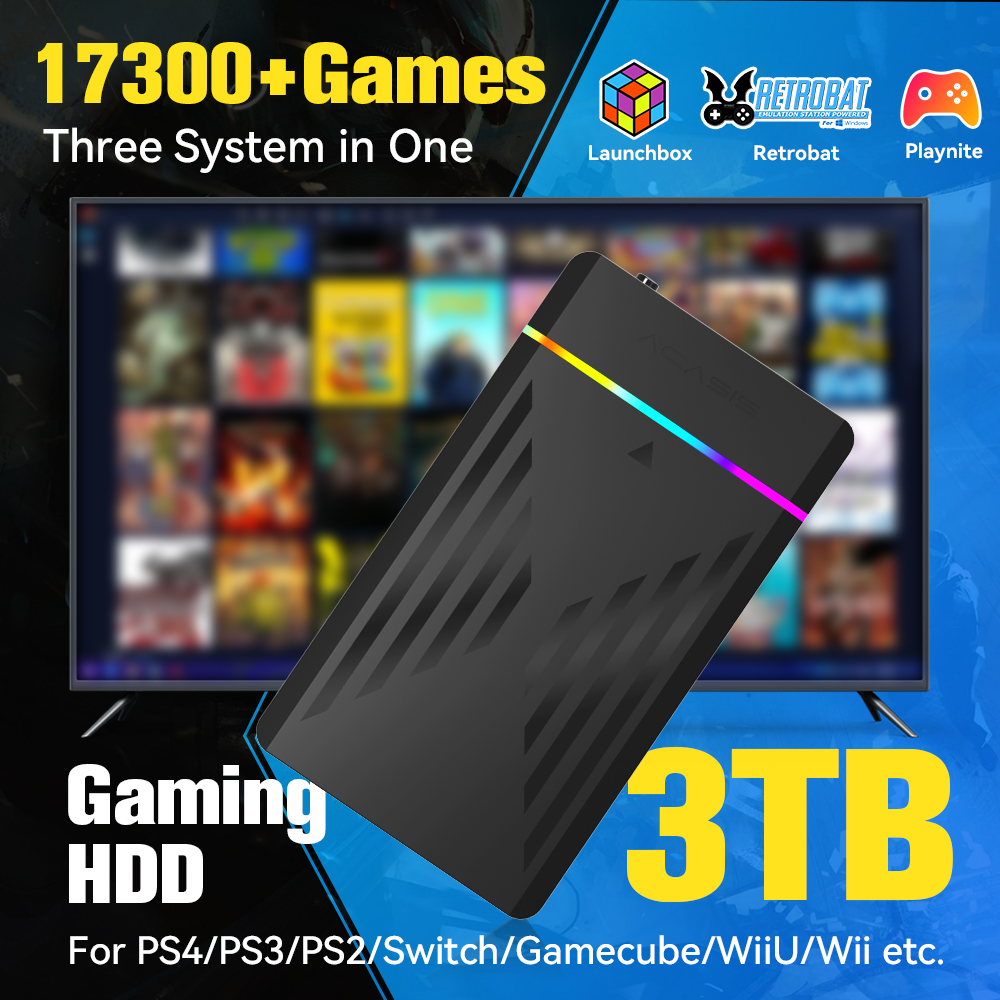 Retro Gaming Devices - 3 تيرابايت محمول للألعاب HDD LaunchBox/Retrobat/Playnite