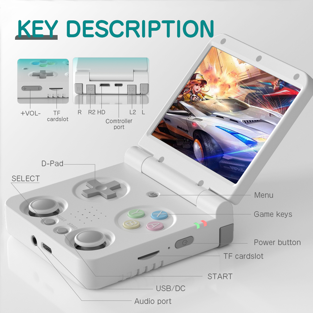 MIYOO FLIP V2 مشغلات الألعاب ا - مراجعة Retro Gaming Os Linux وسعره